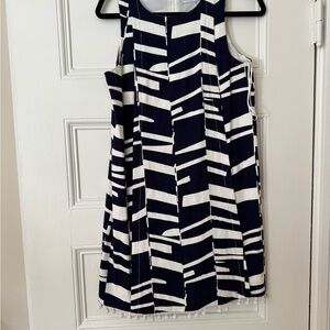 Trina Turk Navy and White Geometric Dress
